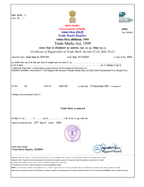 Trade Marks Certificate